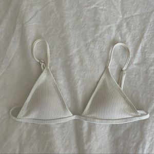 White Ribbed Bikini Top